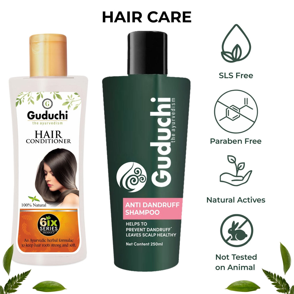 Guduchi Ayurveda Anti-Dandruff Shampoo & Conditioner Combo For Dandruff Control, Dry & Frizz Free Hair. - Guduchi Ayurveda