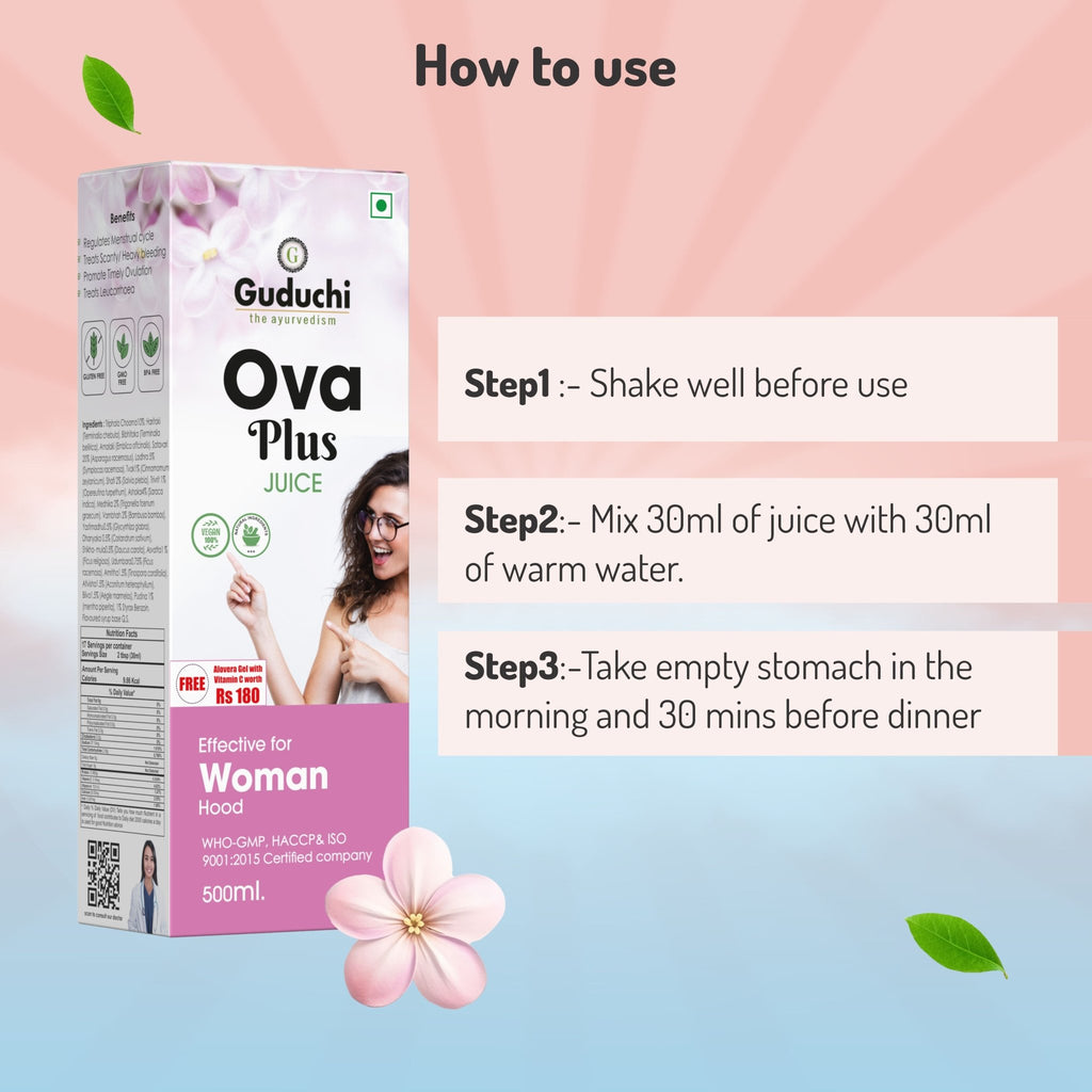 Guduchi Ayurveda Ova+ Juice Regularizes the menstrual cycle - Guduchi Ayurveda
