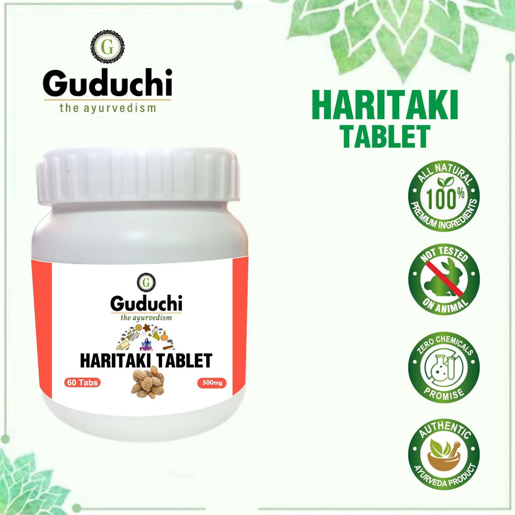 Haritaki Tablet- A Detoxification & Rejuvenation for Vata - 60 Tabs | 500mg - Guduchi Ayurveda