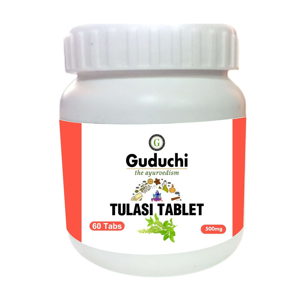 Tulsi Tablet- Respiratory Wellness | Boost Immunity | Relieves Cold & Cough 60 Tabs | 500mg - Guduchi Ayurveda