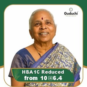 Guduchi Ayurveda type 2 diabetes reversal program success story – patient sharing improved HbA1c level and health results through treatment in Guduchi ayurveda.