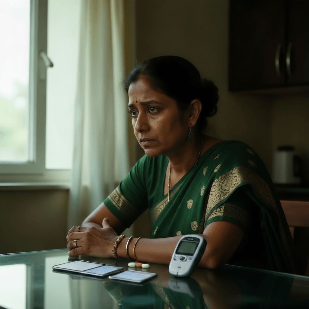 women frustrated with high blood sugar level, representing diabetes struggles.