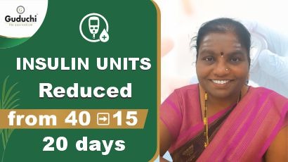 Guduchi Ayurveda type 2 diabetes reversal program success story – patient sharing reduced insulin units and health results through treatment in Guduchi Ayurveda.
