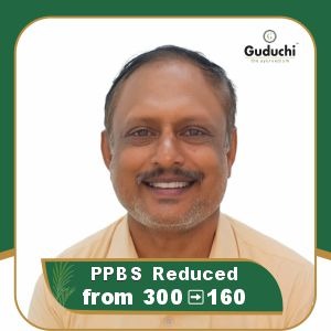 Guduchi Ayurveda type 2 diabetes reversal program success story – patient sharing reduced PPBS level results through treatment in Guduchi Ayurveda.