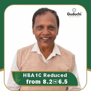 Guduchi Ayurveda type 2 diabetes reversal program success story – patient sharing reduced hba1c level and health results through treatment in Guduchi Ayurveda.