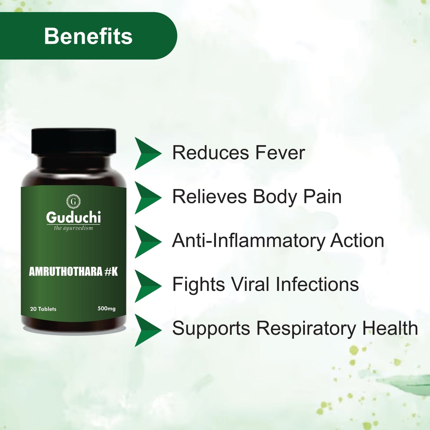 Guduchi Amrutottara Kashaya Tablet - Herbal Remedy for Fever, Pain & Swelling - Guduchi Ayurveda