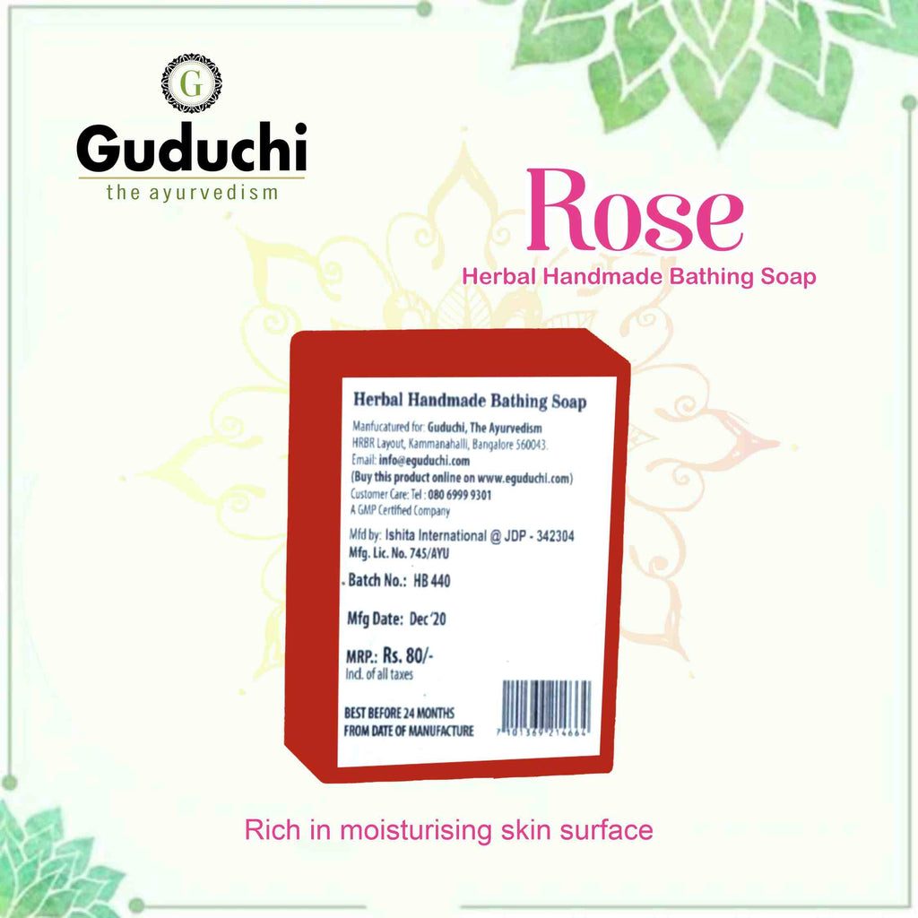 Herbal Handmade Rose Bathing Soap for Soft Skin & Oil Balance