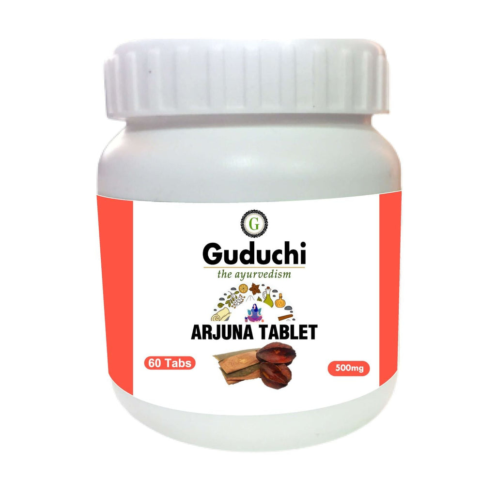 Arjuna Tablet- Cardio Care | Maintain Healthy Blood Pressure | Reduces from Clot Formation | Protects Heart Muscles - 60 Tabs | 500mg - Guduchi Ayurveda