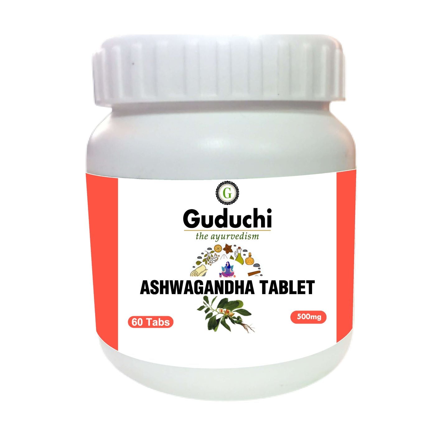 Ashwagandha Tablet- For General Wellness & Anxiety Relief | Stress Support | 60 Tabs | 500mg - Guduchi Ayurveda