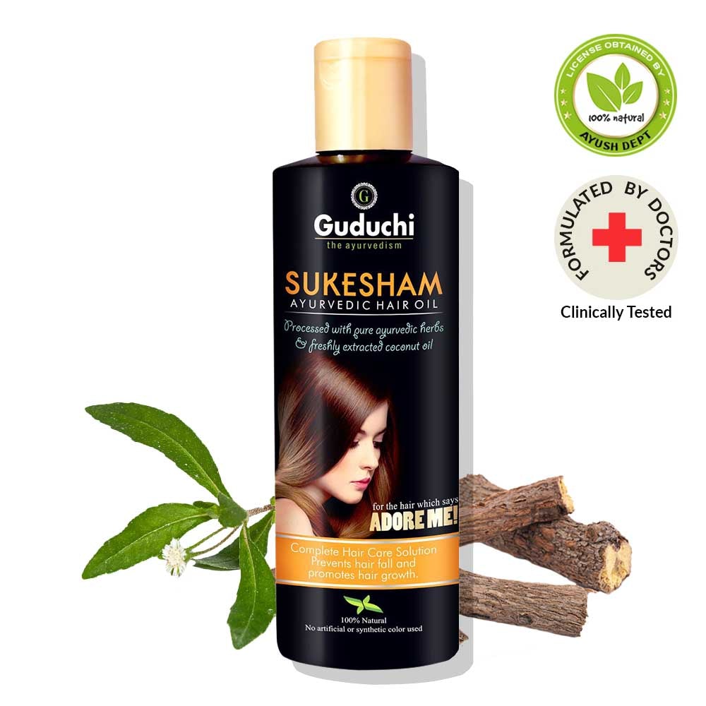 Ayurvedic Sukesham Anti Hair Fall Oil for Hair Fall Control & Hair Regrowth - Guduchi Ayurveda