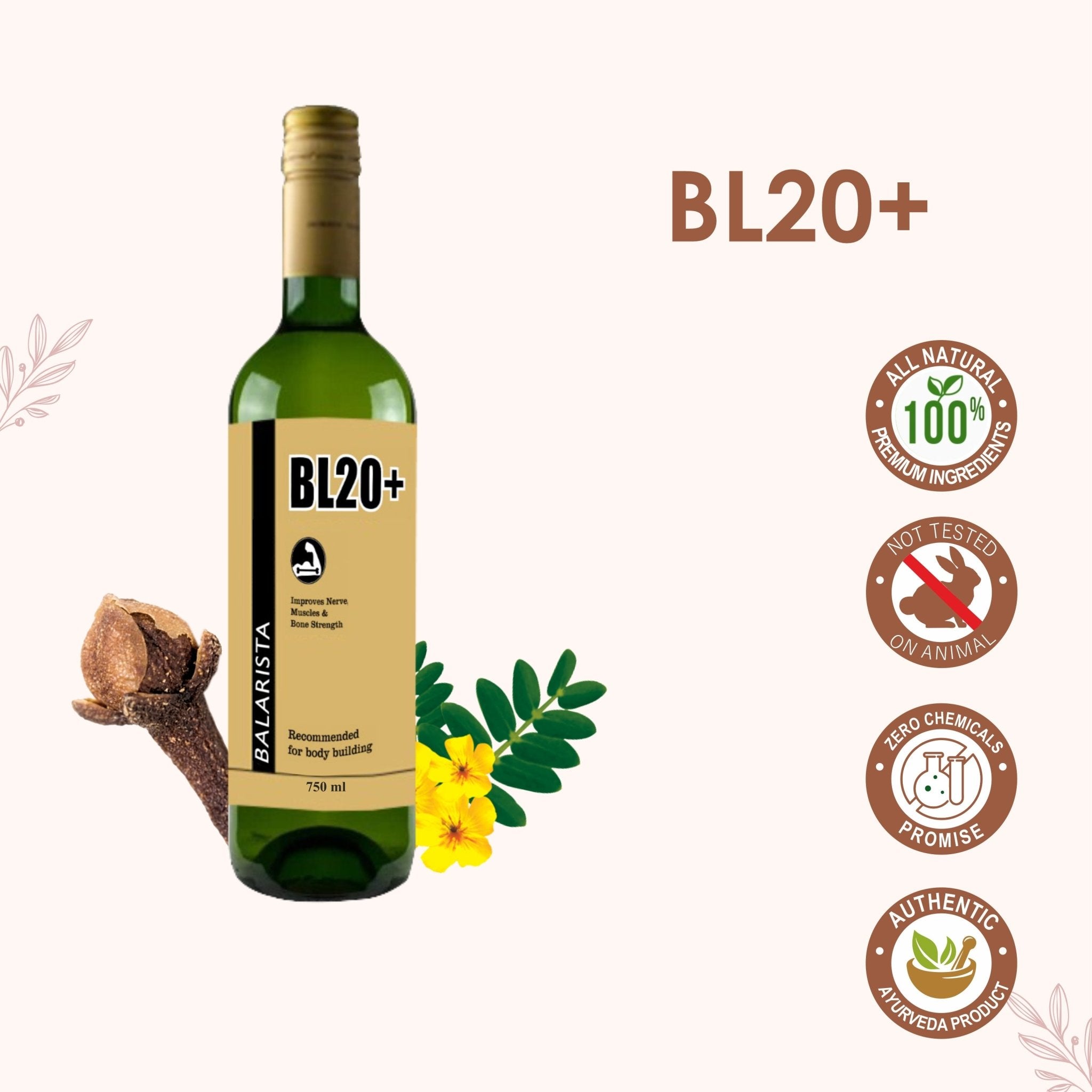 BL20+ Balarista Ayurvedic Health Drink |Improves strength of nerves,muscles and bones | Good appetizer and Digestive stimulant | 750ML | Made for Gym goers | - Guduchi Ayurveda