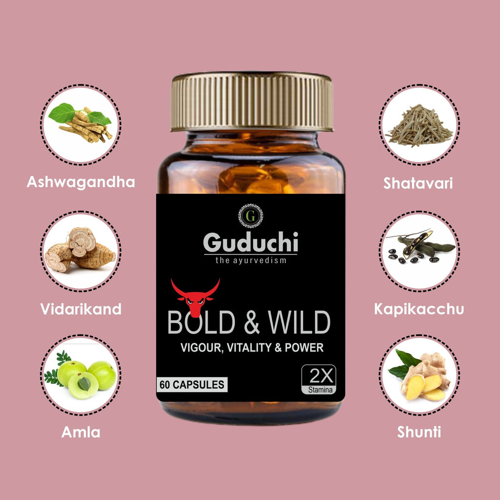 Bold and Wild Men's Wellness Natural Ayurvedic Product | Boosts Performance & Stamina for Men | Gives Vigour & Strength | No Side Effects - Guduchi Ayurveda