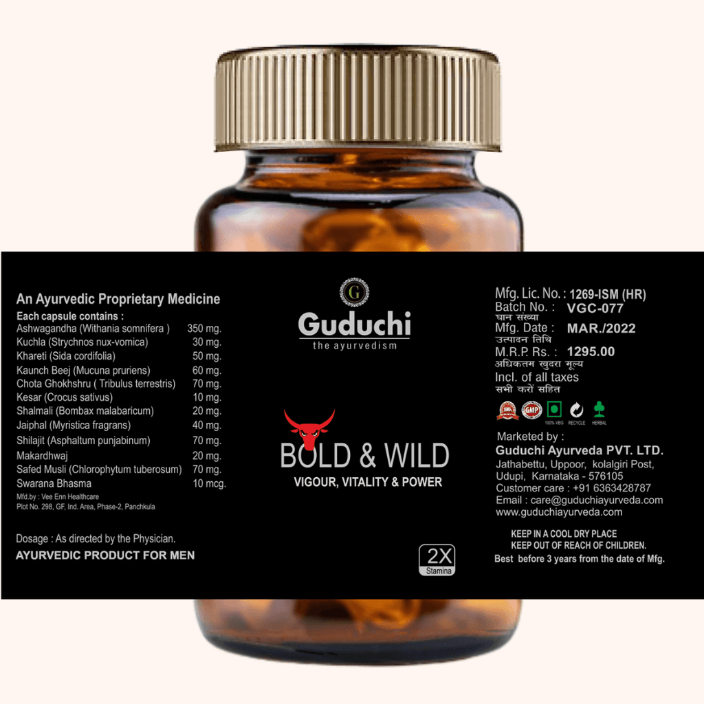 Bold and Wild Men's Wellness supplement | Boosts Performance & Stamina for Men | Gives Vigour & Strength | All Natural Ingredients - Guduchi Ayurveda