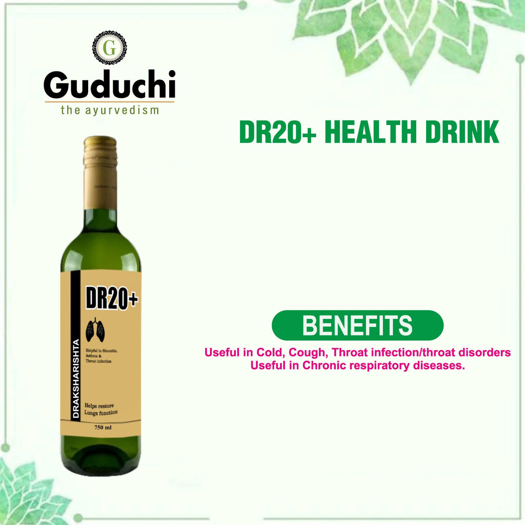 DR20+ Draksharishta | Ayurvedic Health Drink for Cold, Cough & Throat Infection | General Health Drink - Guduchi Ayurveda