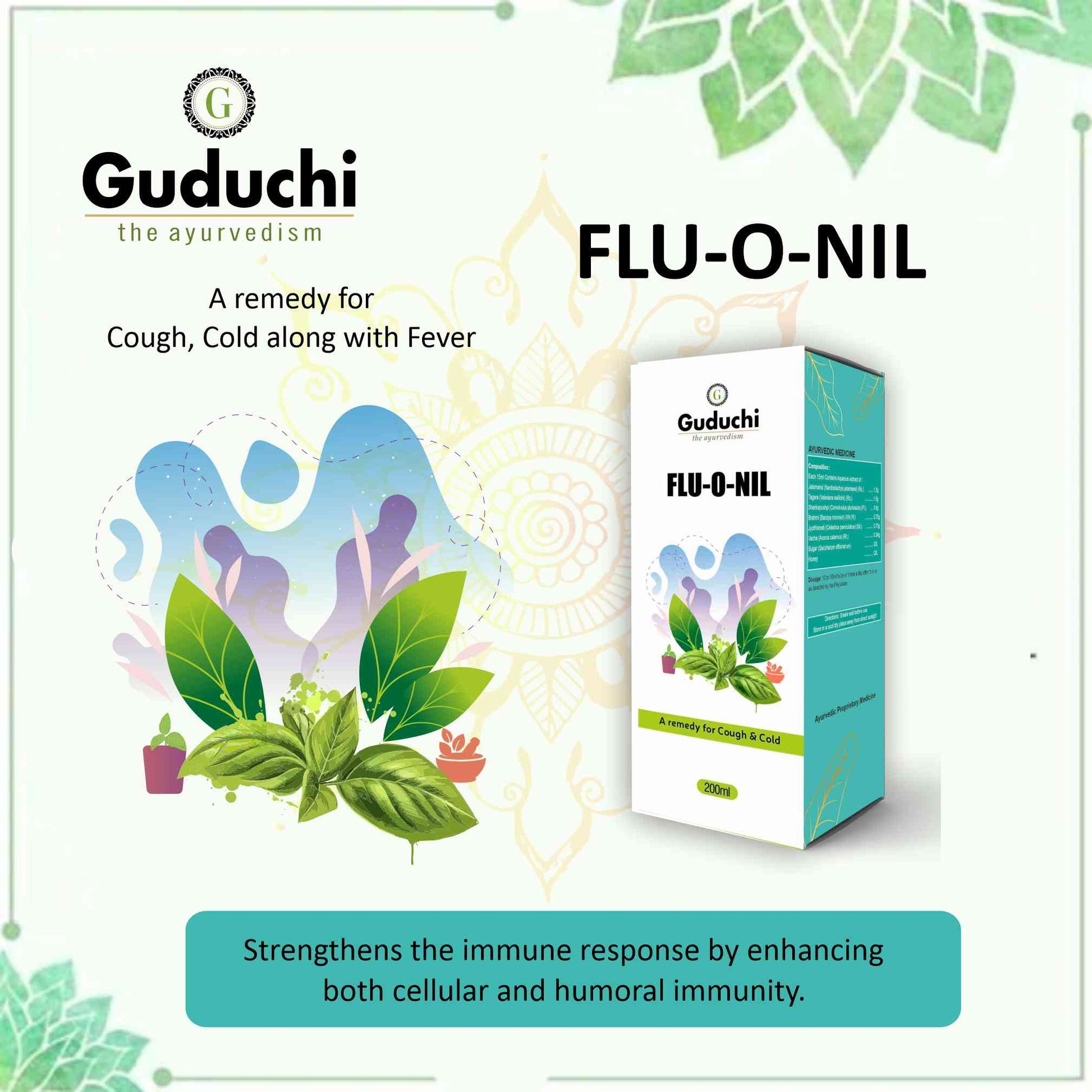 Flu-o-nil syrup| Relieves from Cold, cough & fever - Guduchi Ayurveda