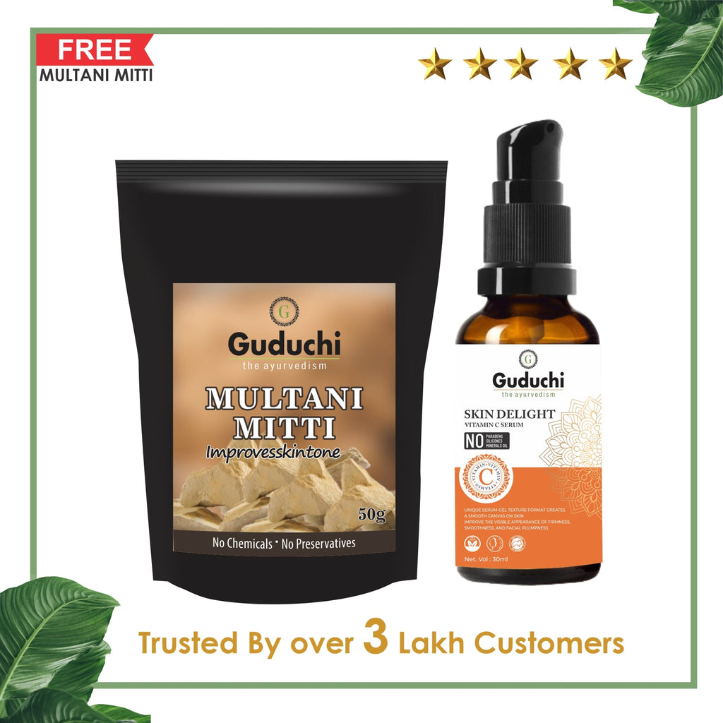 Glowing Skin Duo Guduchi Ayurveda Vitamin C Serum & Multani Mitti Combo Pack - Guduchi Ayurveda