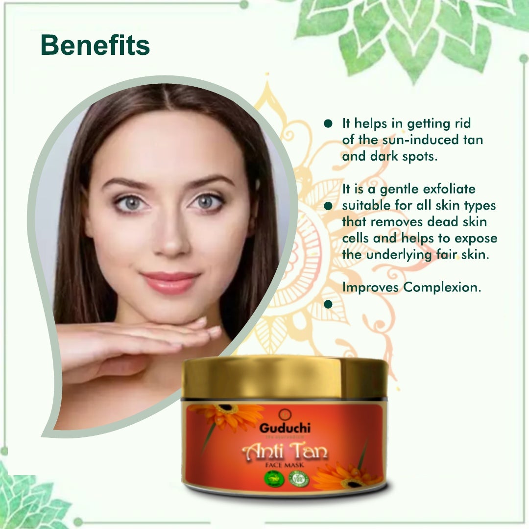 Guduchi Anti Tan Face Mask for Improved Skin Tone, Pigmentation with the goodness of Ayurveda - Guduchi Ayurveda