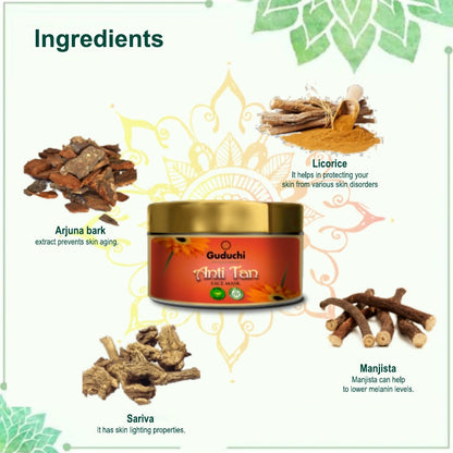 Guduchi Anti Tan Face Mask for Improved Skin Tone, Pigmentation with the goodness of Ayurveda - Guduchi Ayurveda