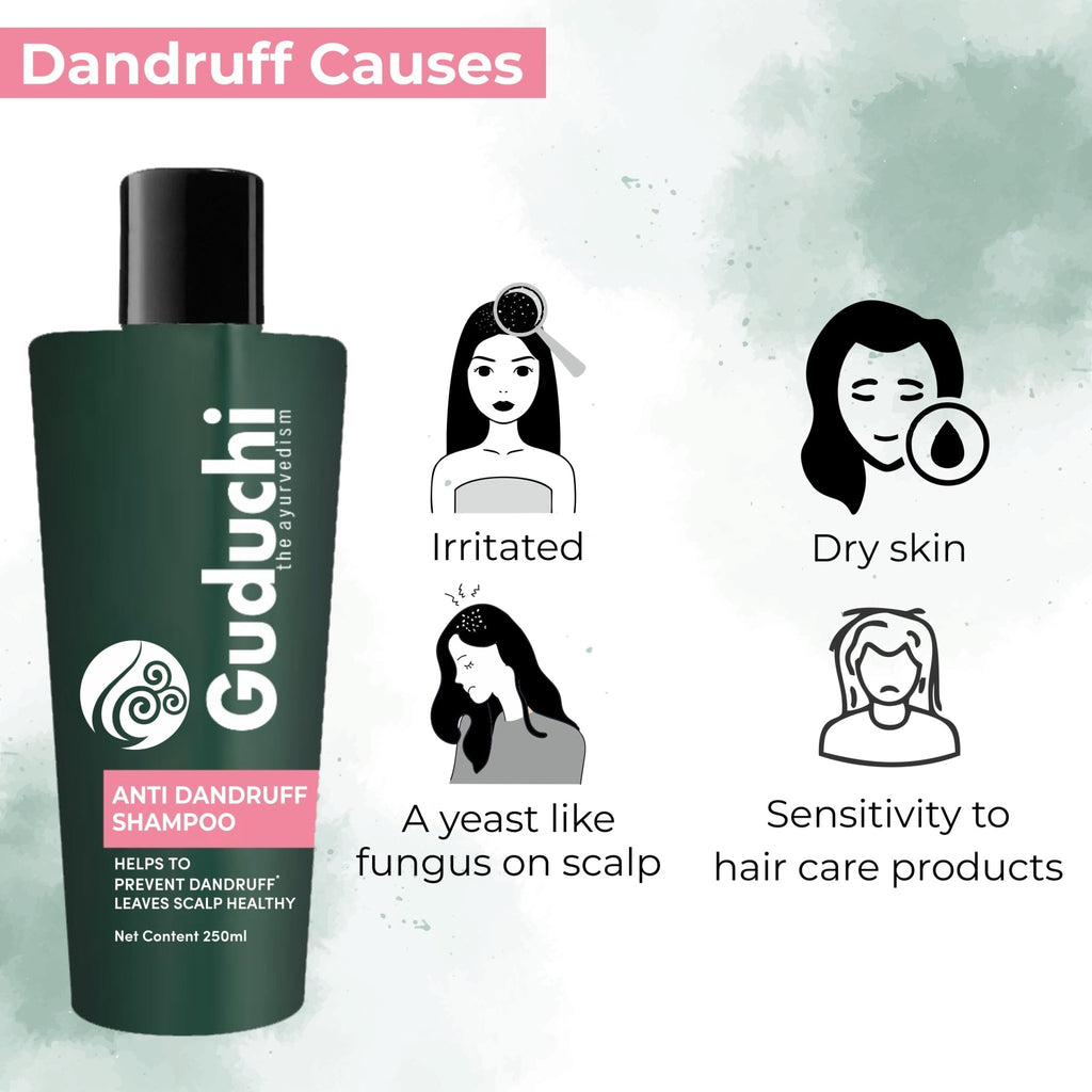 Guduchi Ayurveda Anti Dandruff shampoo made from Durva, Neem and Licorice| SLS & Paraben FREE | Natural Actives | 250ML | Rs 349 - Guduchi Ayurveda