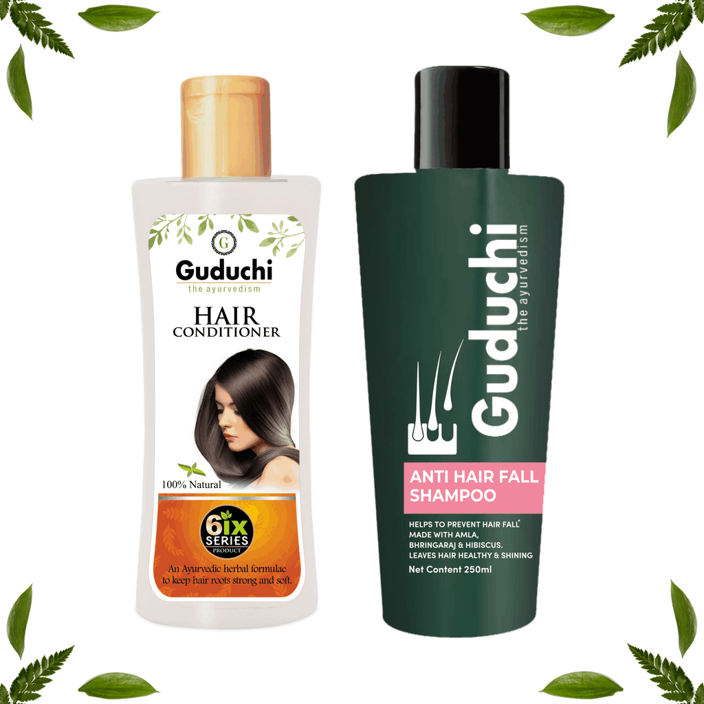 Guduchi Ayurveda Anti-Hair fall Shampoo & Conditioner Combo For Hair Fall Control & Dry & Frizz Free Hair - Guduchi Ayurveda