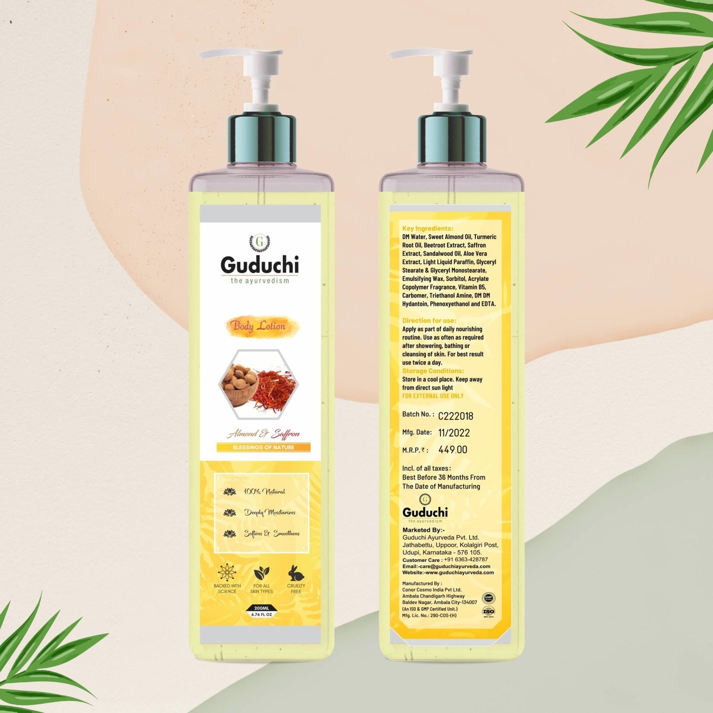 Guduchi Ayurveda Body Lotion with Almond and Saffron - Guduchi Ayurveda