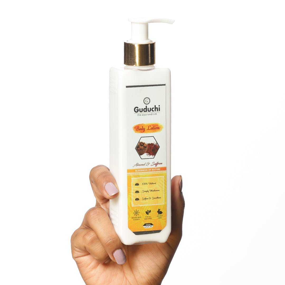 Guduchi Ayurveda Body Lotion with Almond and Saffron - Guduchi Ayurveda