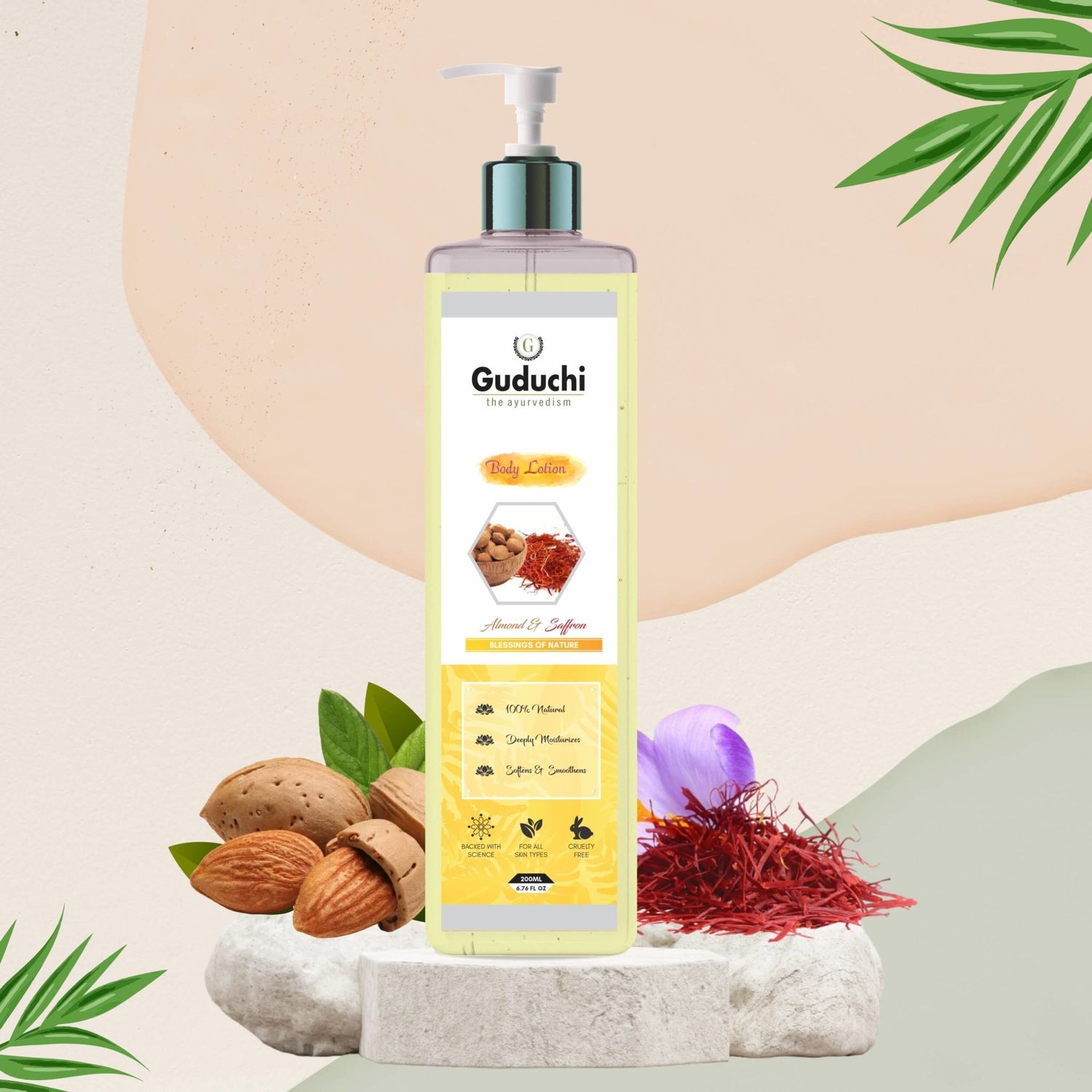 Guduchi Ayurveda Body Lotion with Almond and Saffron - Guduchi Ayurveda