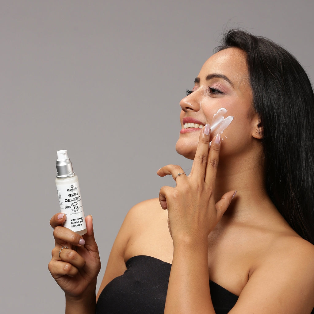 Guduchi Ayurveda under 35 Premium skin care cream with Vitamin E, Jojoba Oil and Liquorice | For smooth and flawless skin | Keeps skin moisturized and keeps it glowing from within-45gms - Guduchi Ayurveda