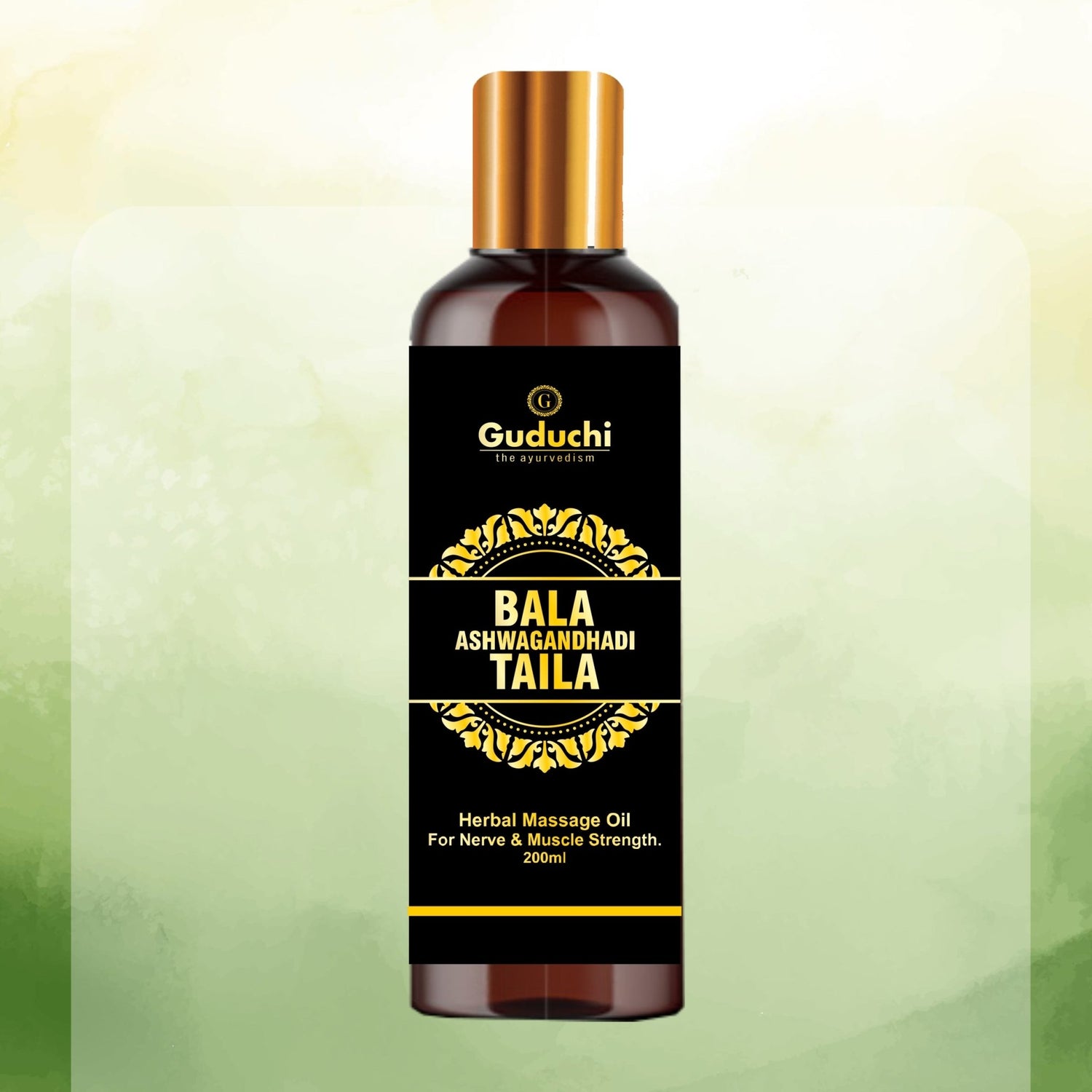 Guduchi Balaashwagandhadi body oil Improves Nerve and Muscle Strength | For External Use | 200 ML - Guduchi Ayurveda