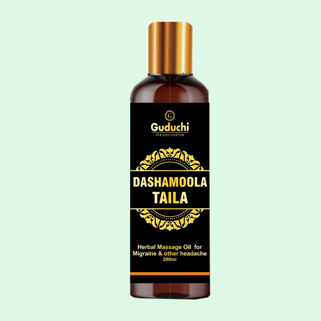 Guduchi Dashamoola body oil helps fight migraine and other headache | For External Use | 200 ML - Guduchi Ayurveda