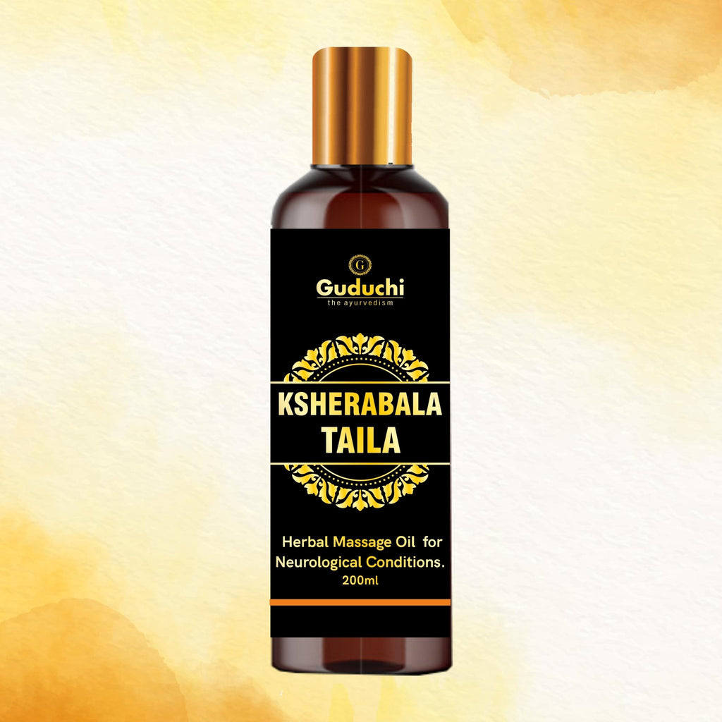 Guduchi Ksheerabala body oil helps restore strength in Neurological conditions | For External Use | 200 ML - Guduchi Ayurveda