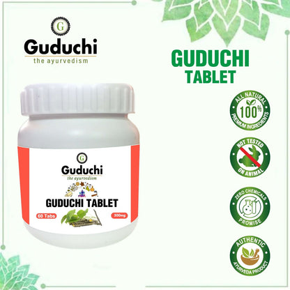 Guduchi Tablet | Immunity Booster | Improve digestive system | Helps Reduce Cold & Cough-60 Tabs| 500mg - Guduchi Ayurveda