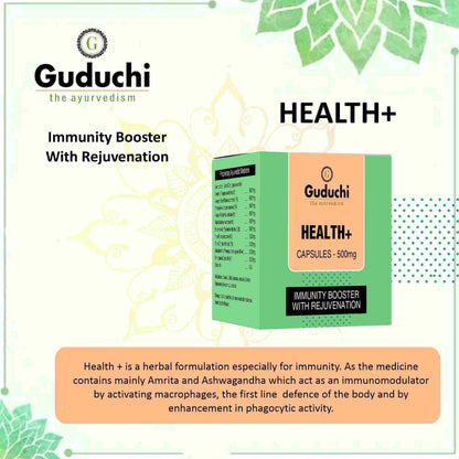 Health+ Capsule| Strengthens the immune system| Promotes overall health and well-being - Guduchi Ayurveda