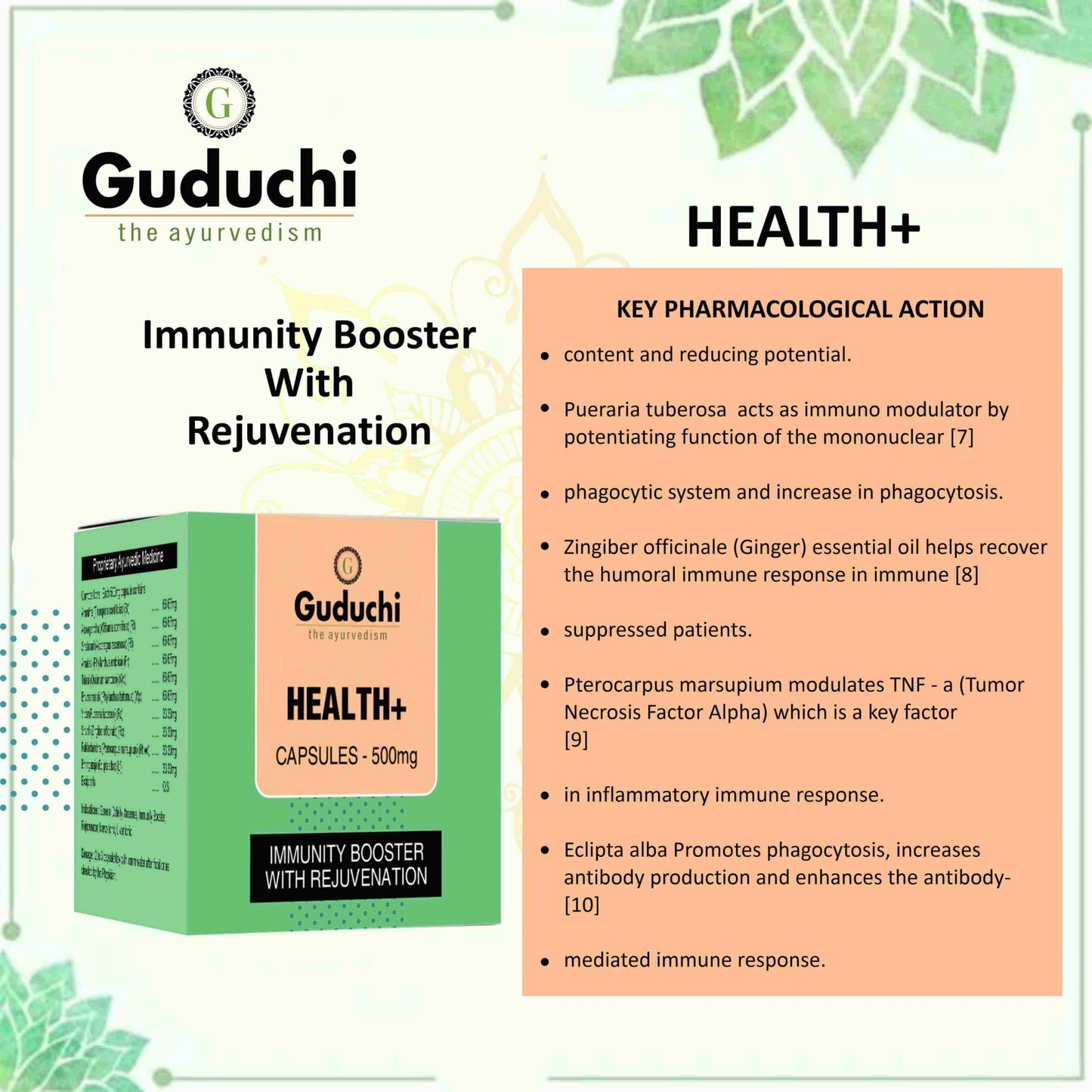 Health+ Capsule| Strengthens the immune system| Promotes overall health and well-being - Guduchi Ayurveda