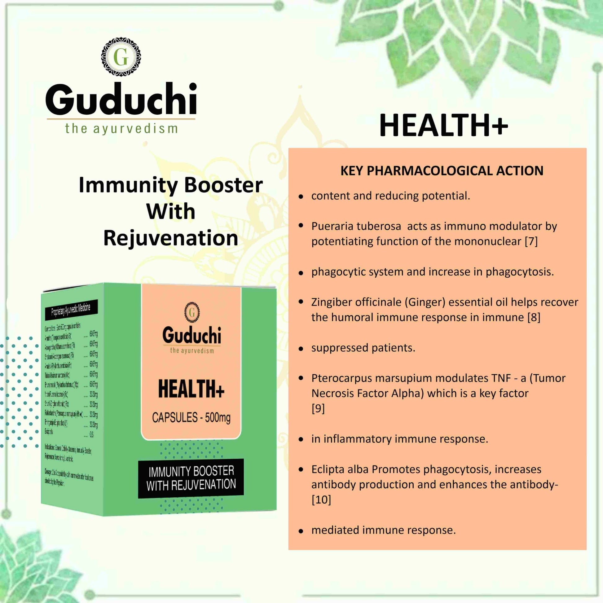 Health+ Capsule| Strengthens the immune system| Promotes overall health and well-being - Guduchi Ayurveda