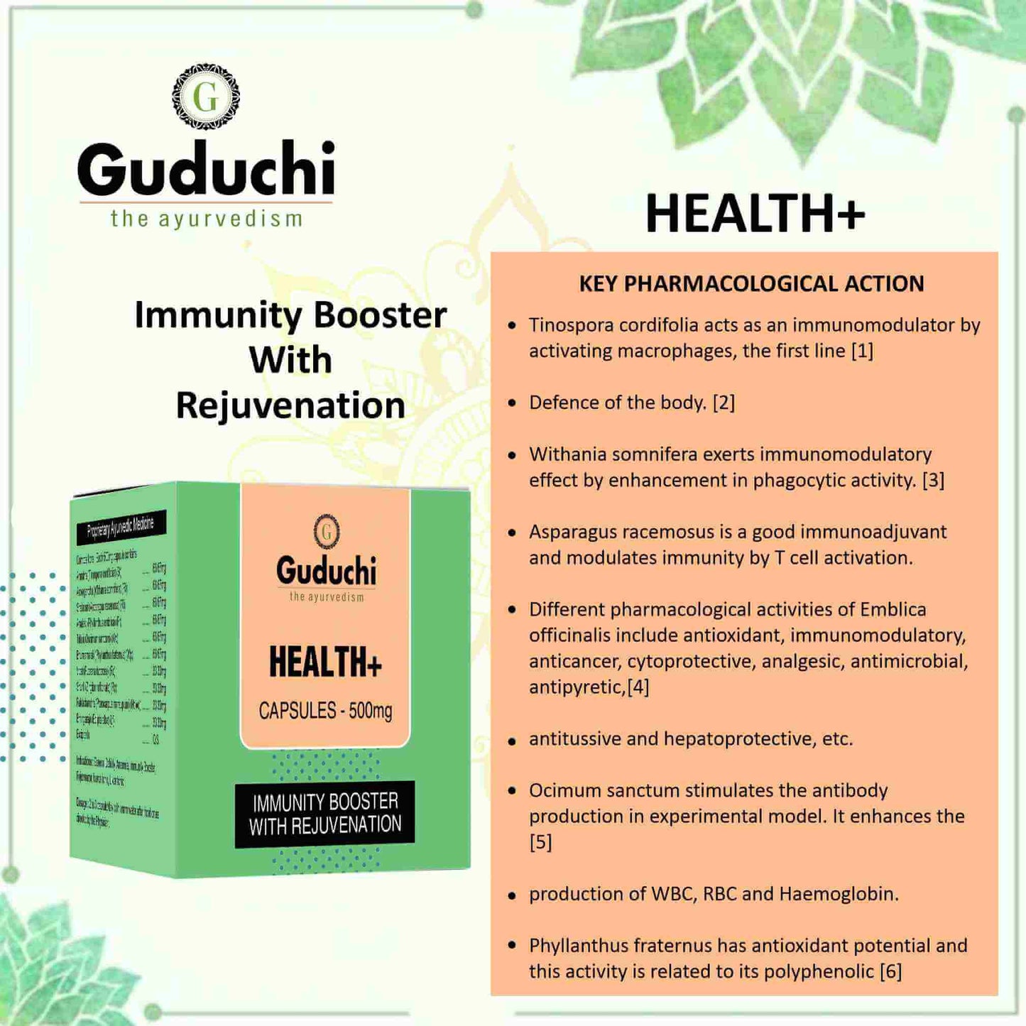 Health+ Capsule| Strengthens the immune system| Promotes overall health and well-being - Guduchi Ayurveda