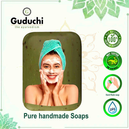 Herbal Handmade Aloe vera Bathing Soap for Moisturizing, Anti-Acne & Pimple Care 5*100gm - Guduchi Ayurveda