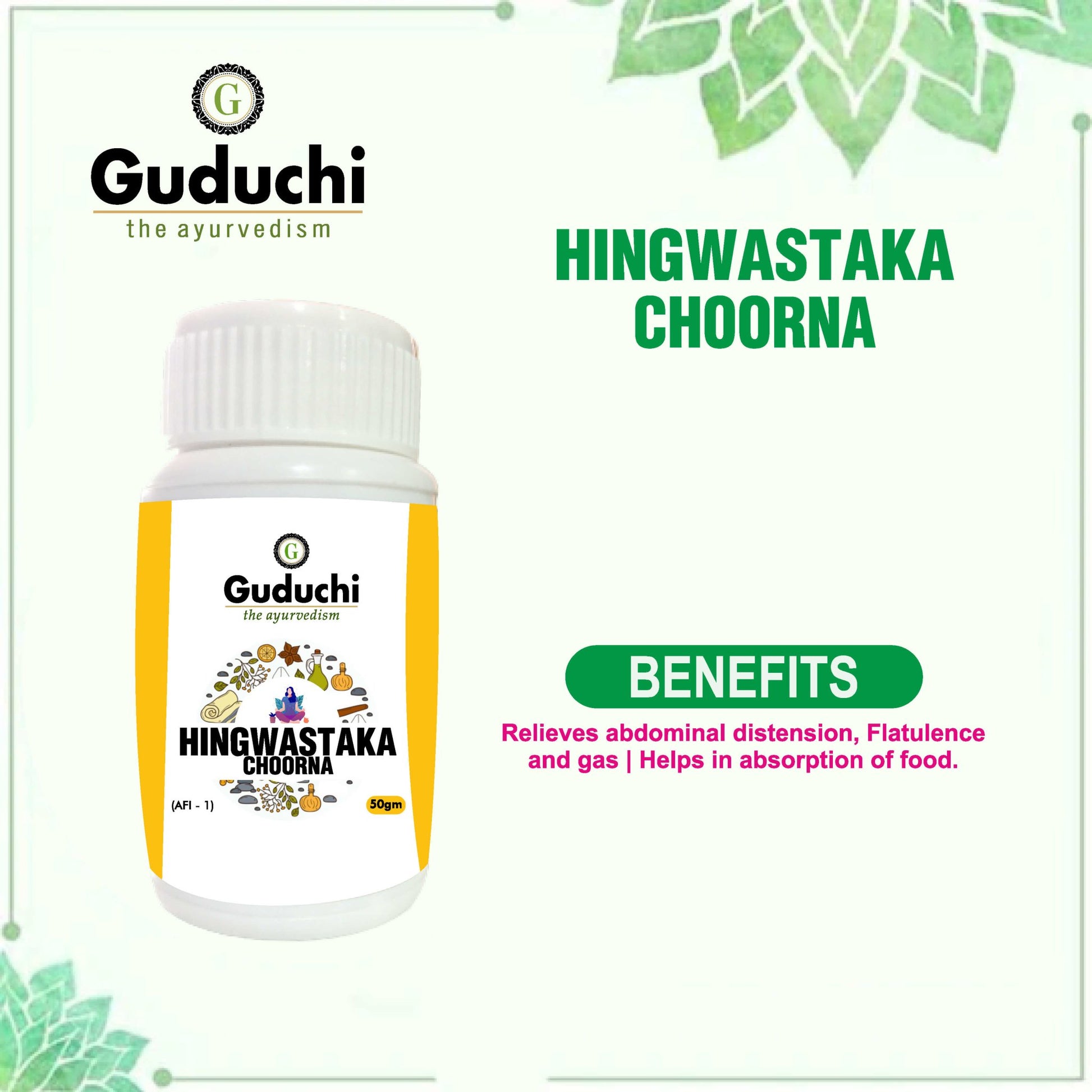 Hingwashtak Choorna -A- Digestion Care | 50gm - Guduchi Ayurveda