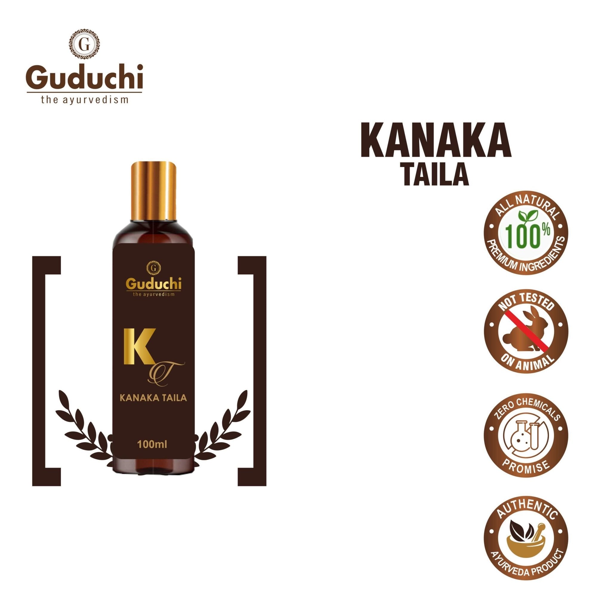 Kanaka Taila for Pigmentation and dark circles under the eyes | 100% Natural Ingredients |for Men & Women | For All Skin types -100ml - Guduchi Ayurveda