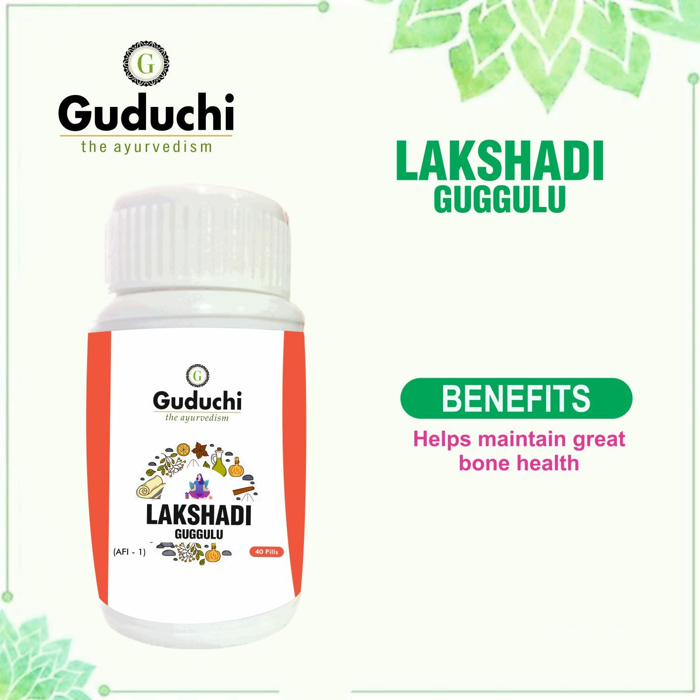 Lakshadi Guggulu | Helps maintain great bone health-40 Pills - Guduchi Ayurveda