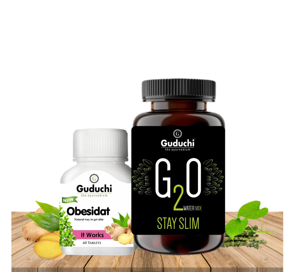 One month Weight loss regime for fast and safe weight loss, contains Obesidat and G2O water mix. - Guduchi Ayurveda