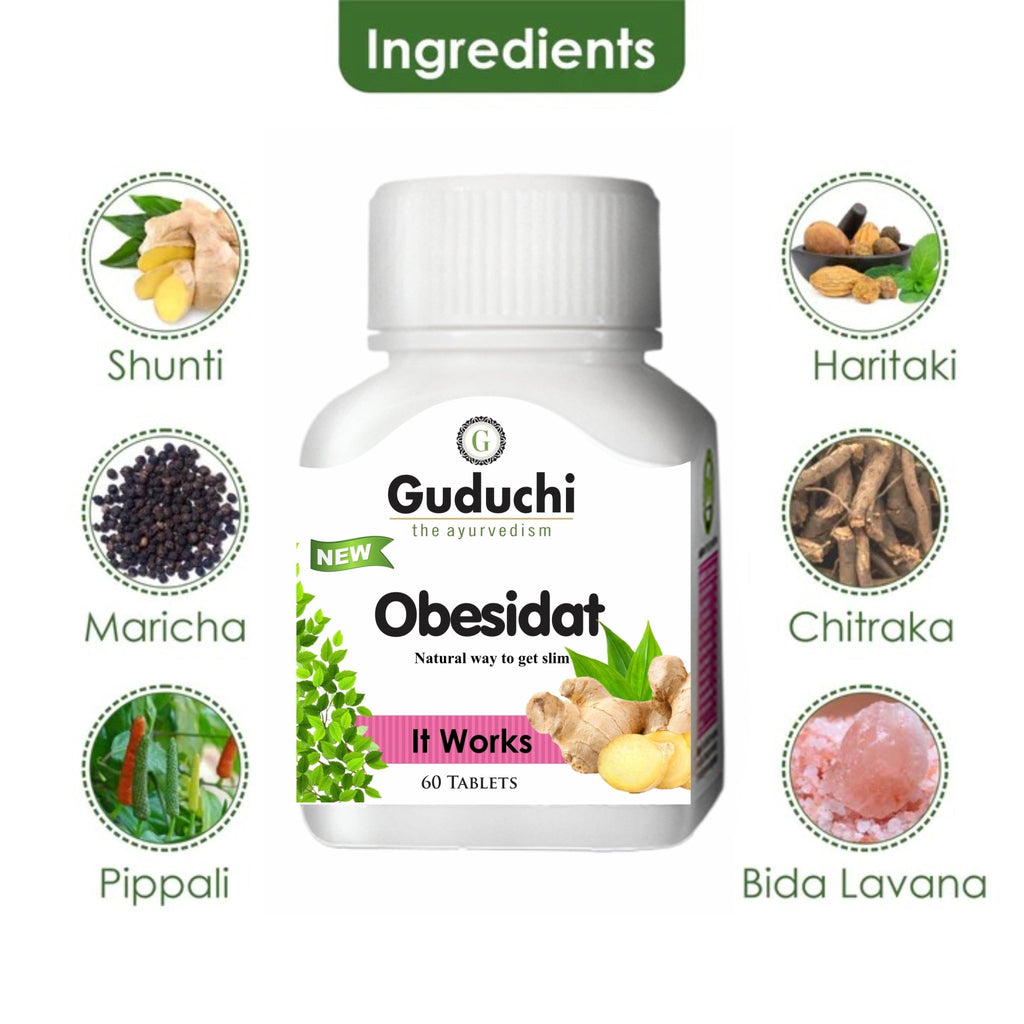 One month Weight loss regime for fast and safe weight loss, contains Obesidat and G2O water mix. - Guduchi Ayurveda
