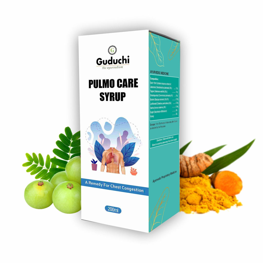 Pulmo care syrup| A remedy for chest congestion| Prevents from Spreading Infection in Lungs - Guduchi Ayurveda