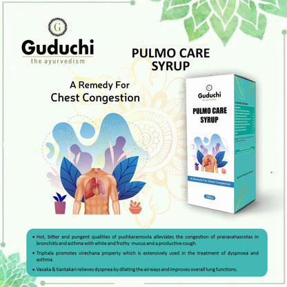 Pulmo care syrup| A remedy for chest congestion| Prevents from Spreading Infection in Lungs - Guduchi Ayurveda