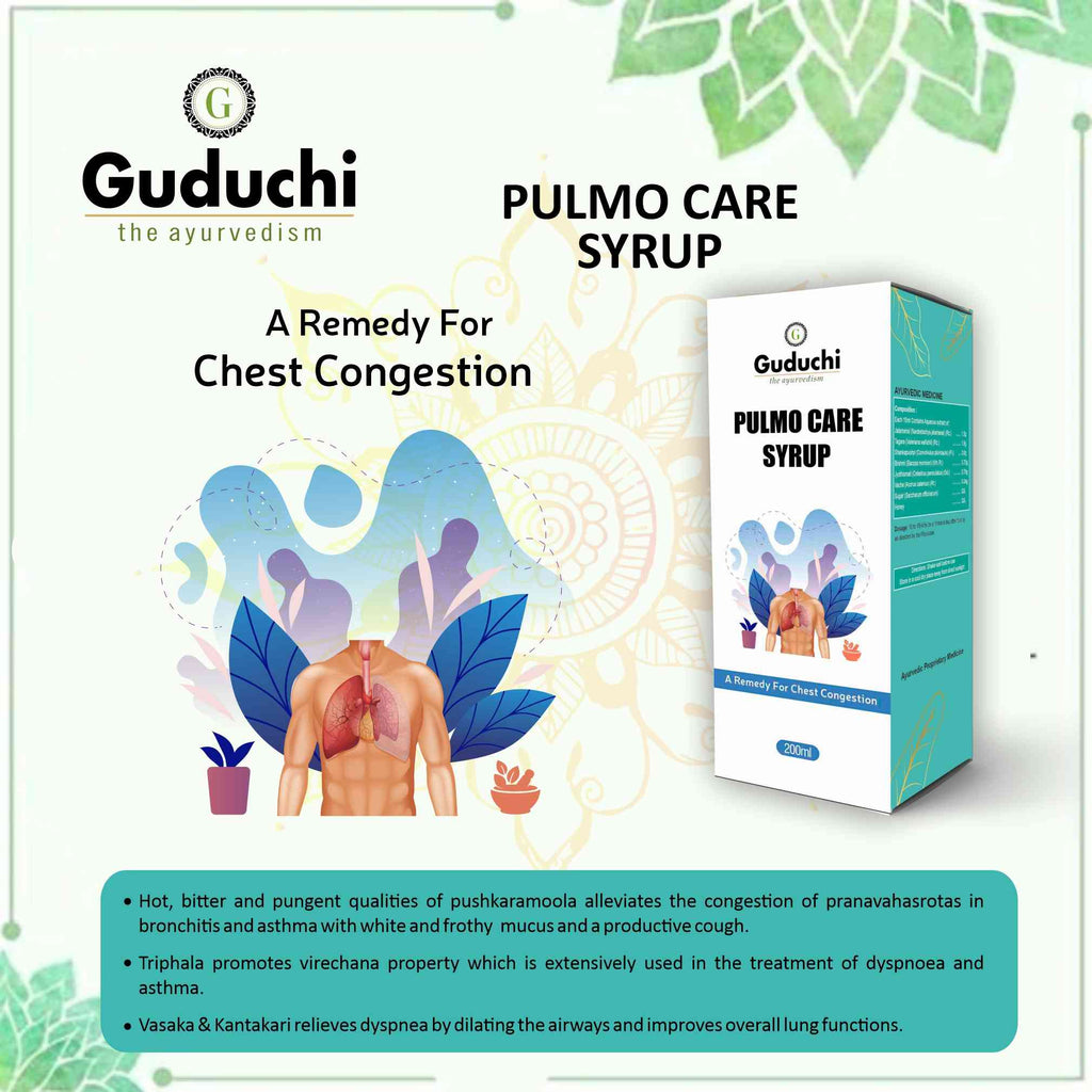 Pulmo care syrup| A remedy for chest congestion| Prevents from Spreading Infection in Lungs - Guduchi Ayurveda