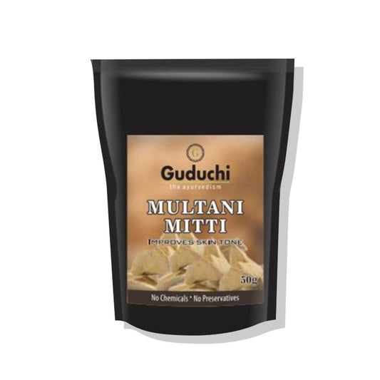 Pure Multani Mitti for Skin Cleansing & Oil Control, Acne, Pimples & Pigmentation - Guduchi Ayurveda