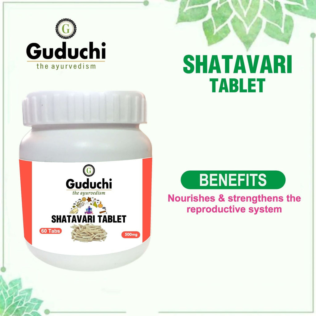 Shatavari Tablet- Nourishes & strengthens the Reproductive system - 60 Tabs | 500mg - Guduchi Ayurveda