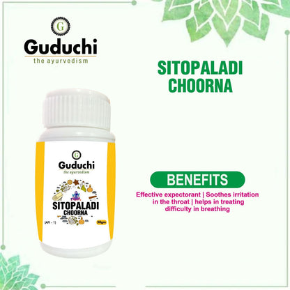 Sitopaladi Choorna |Effective Remedy for Cold-Cough | Quick Relief from Chest Congestion | 50gm - Guduchi Ayurveda