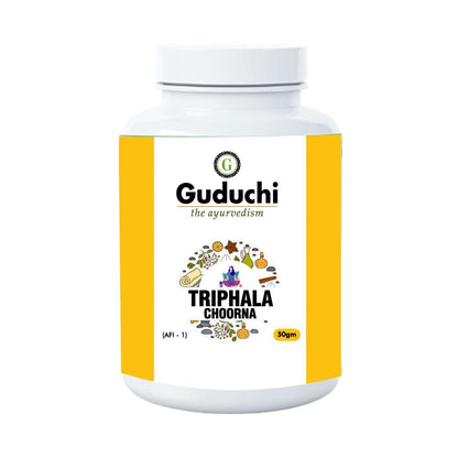 Triphala Choorna- Quick Relief from Digestive Distress | 50mg - Guduchi Ayurveda