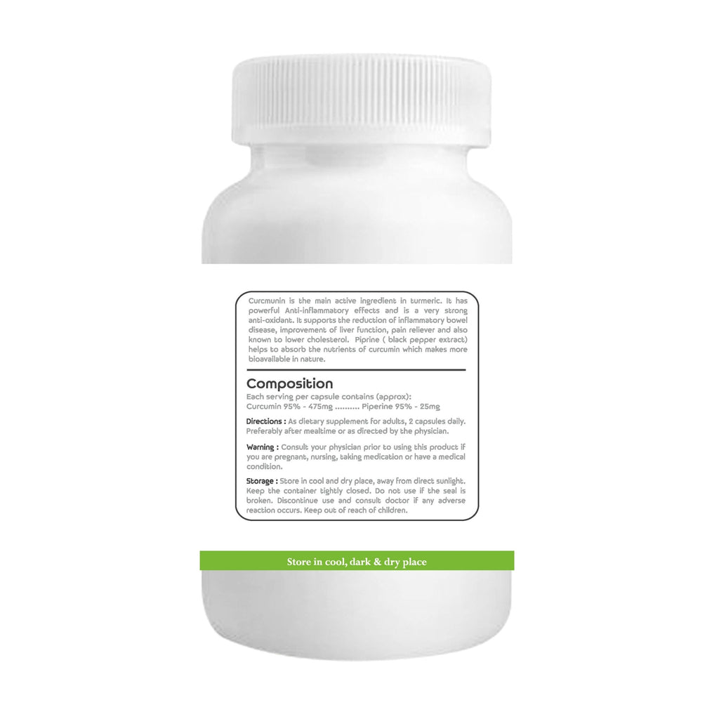 Turmeric Curcumin with Bioperine, 95% Curcuminoids - 60 Capsules - Guduchi Ayurveda